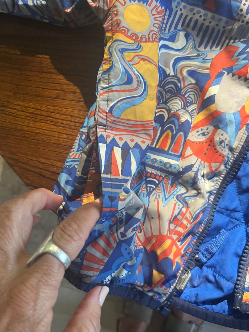 Patagonia Reversible Blue Patterned Hooded Jacket 3T - Picture 11 of 11